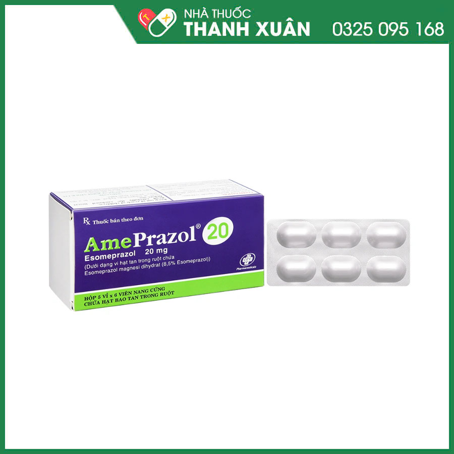 AmePrazol 20mg thuốc điều trị bệnh trào ngược dạ dày thực quản, viêm loét dạ dày và hội chứng Zollinger